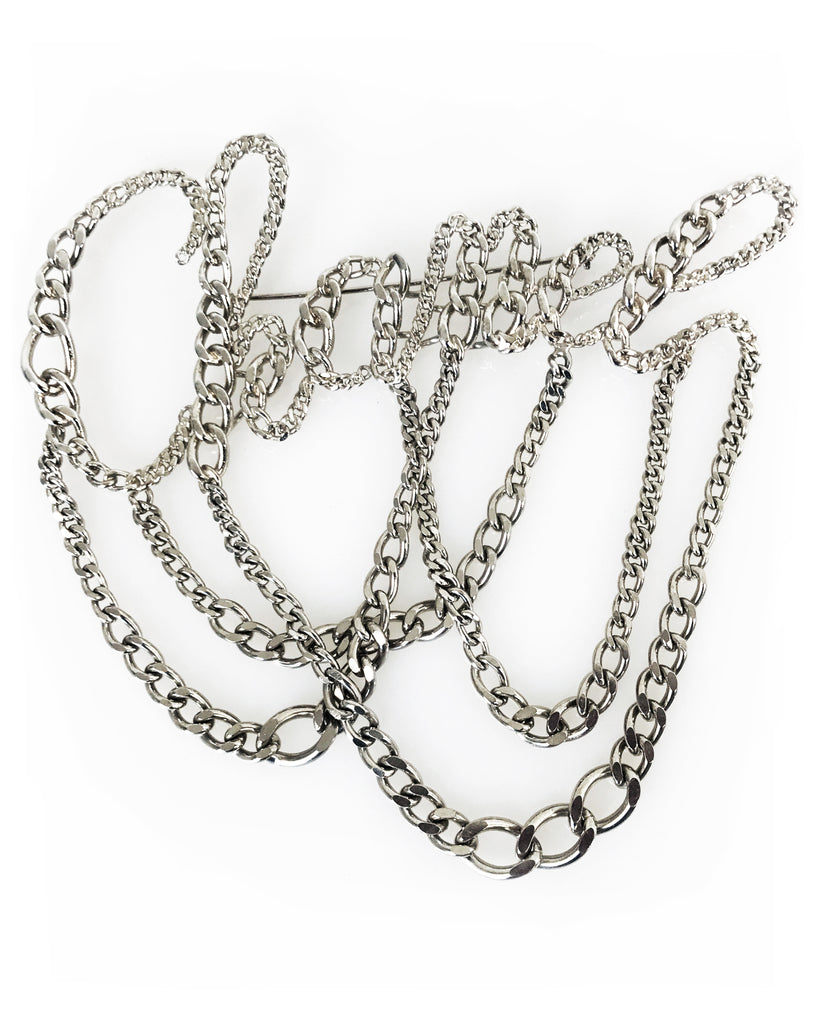 FRUIT Vintage Chanel Chain text logo brooch 2006 Karl Lagerfeld