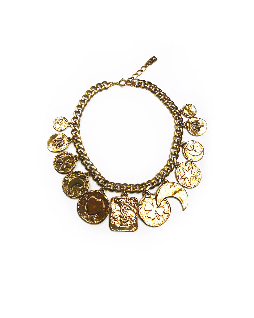Yves Saint Laurent 1980s Gold Lucky Charm Necklace