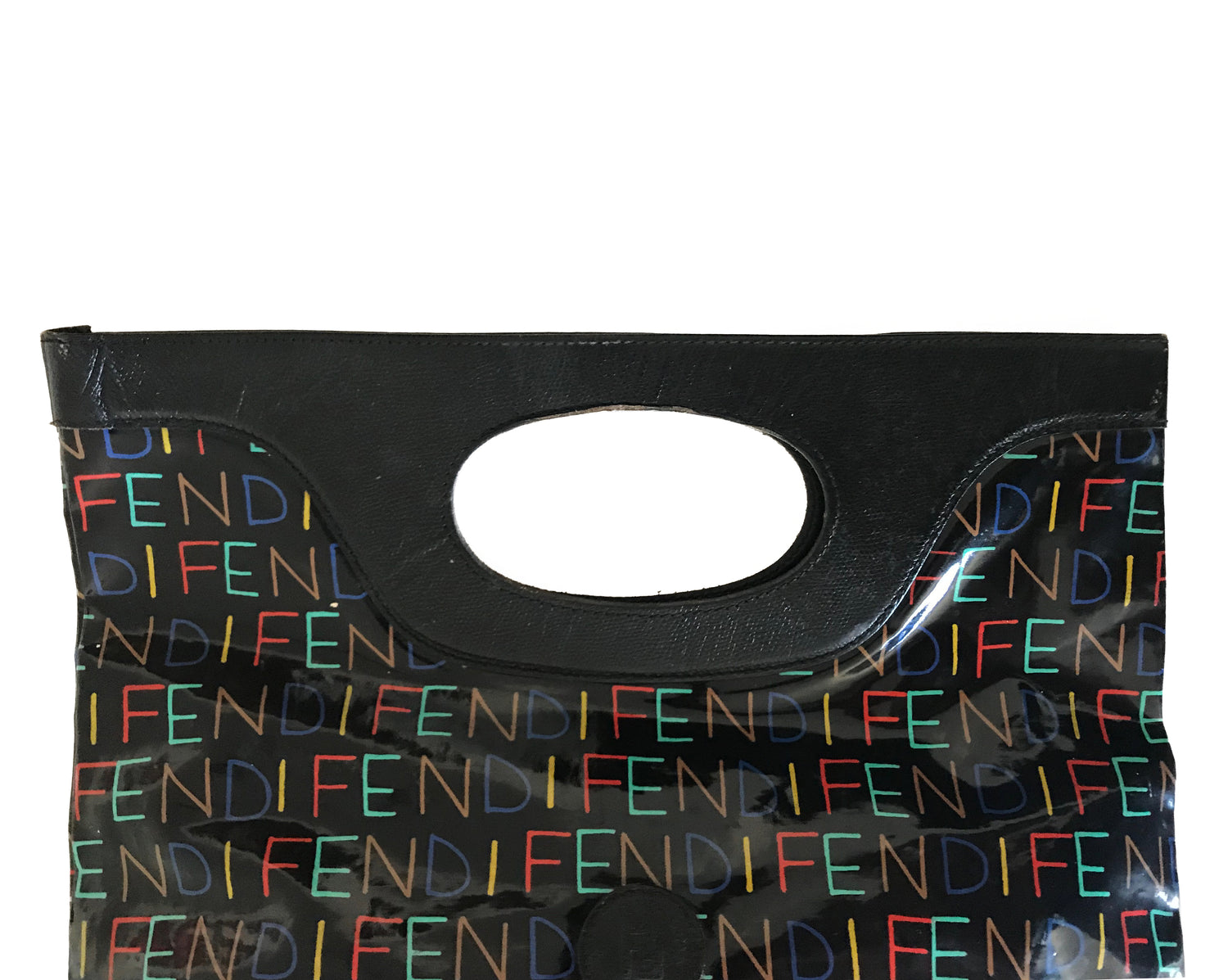 Fruit Vintage Fendi Logo Monogram Print 1980s Clutch Tote Handbag