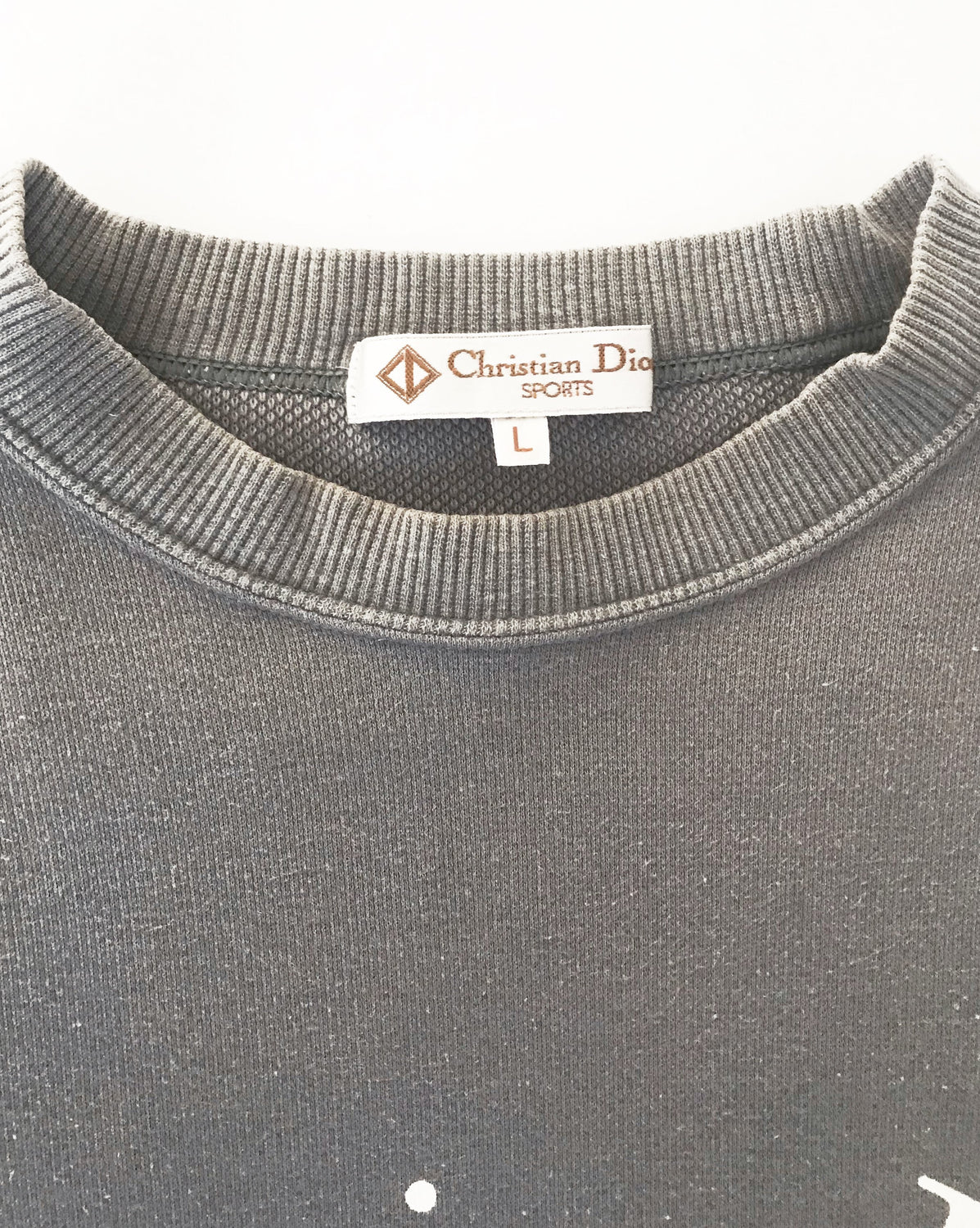 Fruit Vintage Christian Dior Sport Grey 1980s Logo sweat shirt. It features a large printed logo design at front and classic sweat shirt cut.
