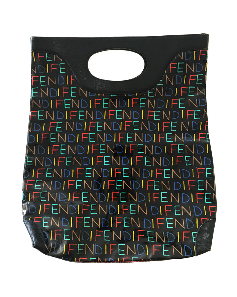 Fruit Vintage Fendi Logo Monogram Print 1980s Clutch Tote Handbag