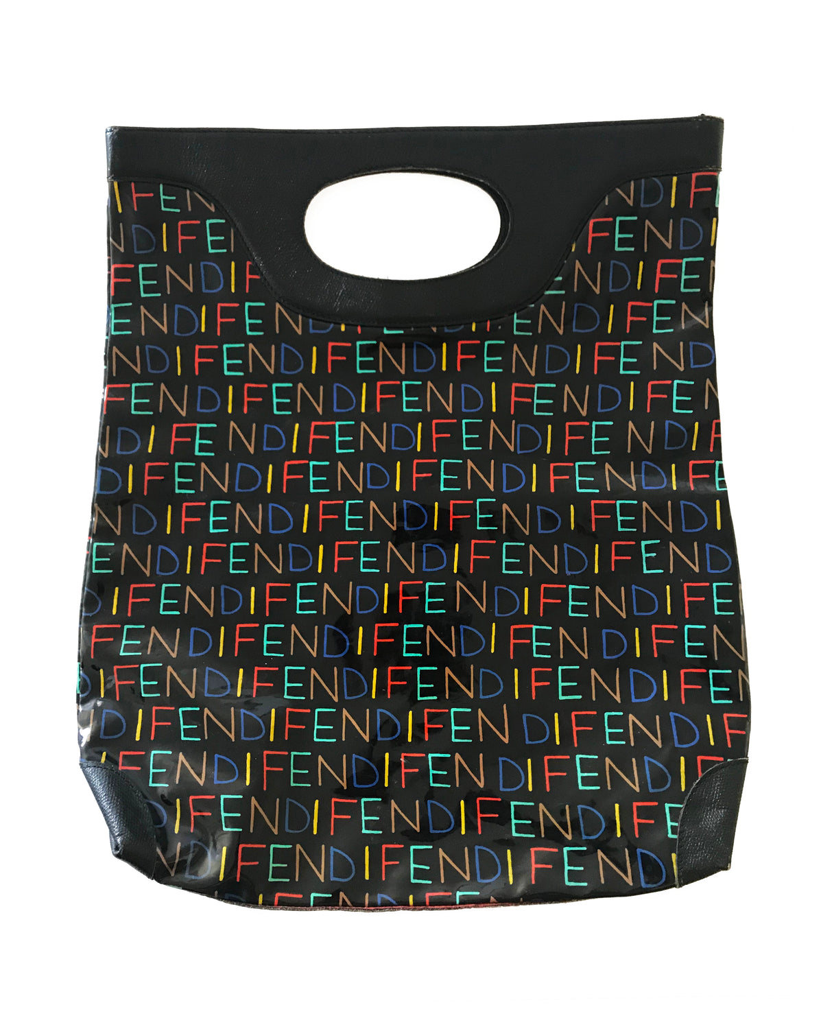 Fruit Vintage Fendi Logo Monogram Print 1980s Clutch Tote Handbag
