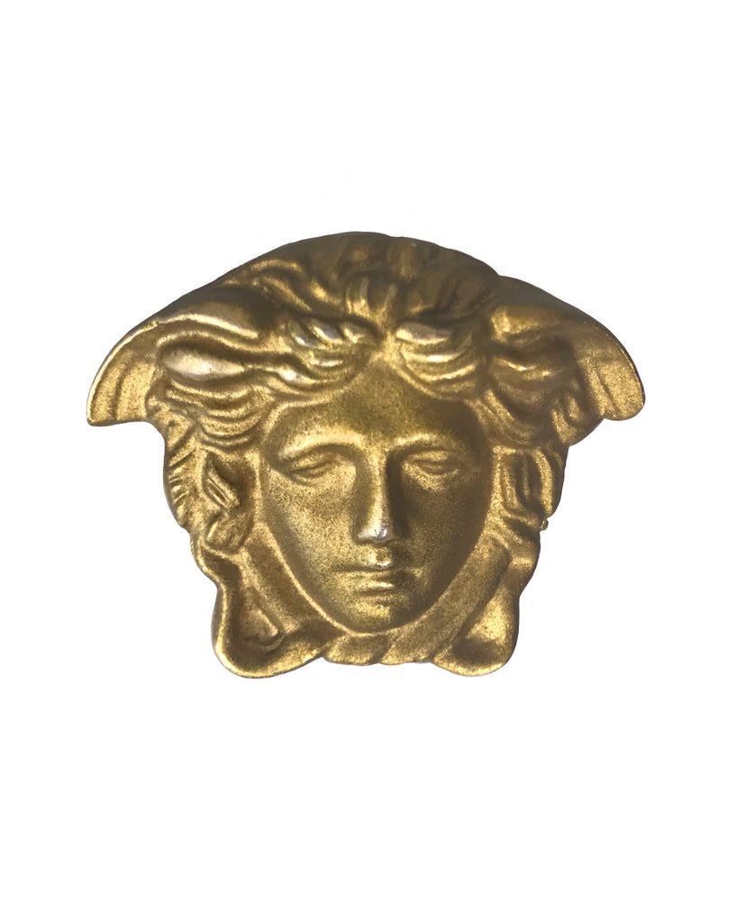 Fruit Vintage rare Gianni Versace 1980s Medusa head brooch. Marked 'Gianni Versace Profumi' it dates back to the early 80's.