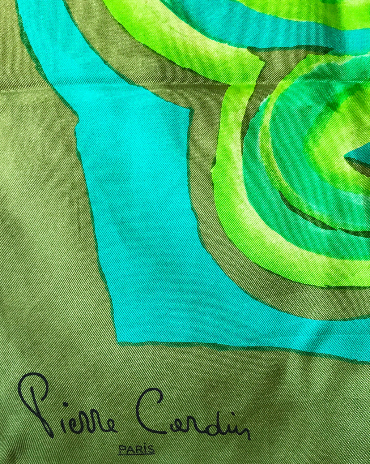 1987 SHOP Vintage Green Pierre Cardin Print Scarf
