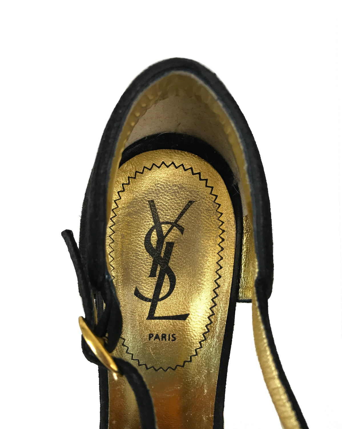 1987 SHOP Vintage Yves Saint Laurent Metallic Disco Wedges shoes gold silver black suede
