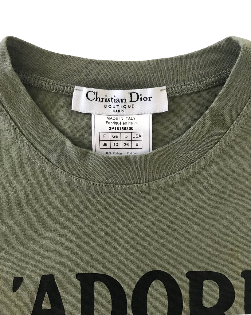 Fruit Vintage Christian Dior Khaki Green Black J'adore Dior Logo Tank Top by John Galliano