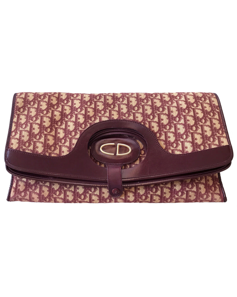 FRUIT Vintage Christian Dior 1970s Convertible Fold Over logo monogram Clutch and Tote