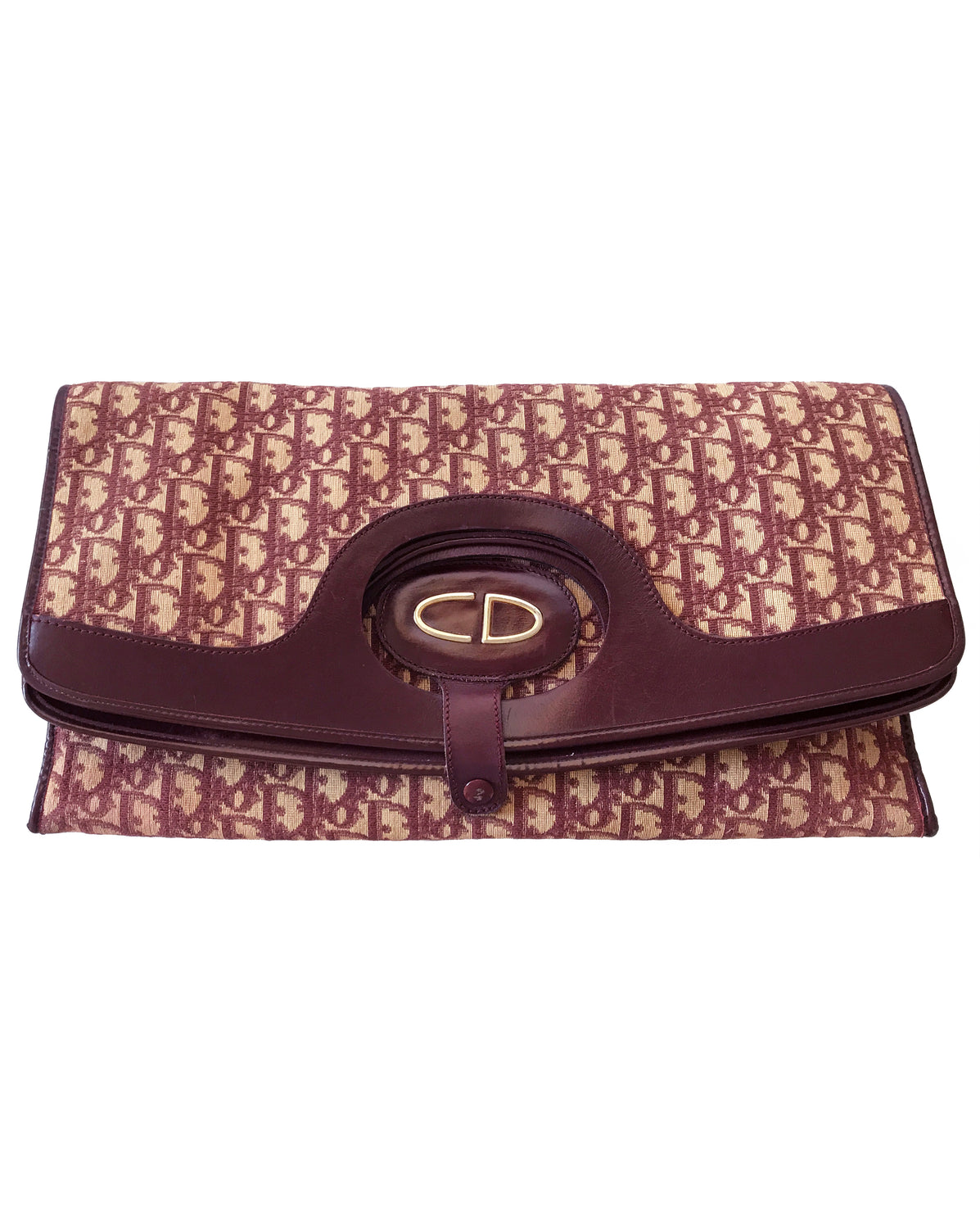 FRUIT Vintage Christian Dior 1970s Convertible Fold Over logo monogram Clutch and Tote