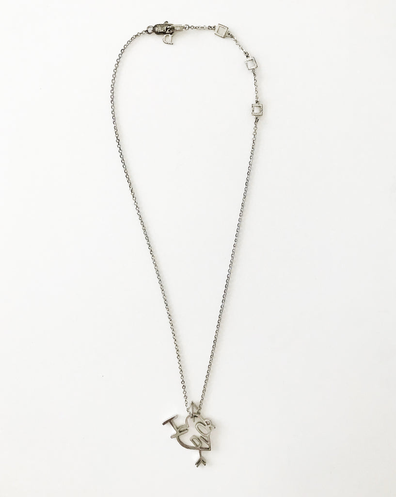 Fruit Vintage Christian Dior Heart Arrow Logo Pendant Necklace Chain