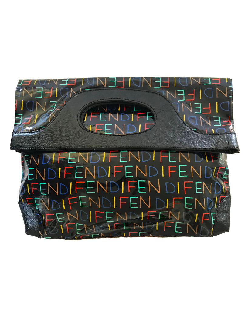 Fendi 1980s Zucca Fold Logo Clutch/Tote Handbag
