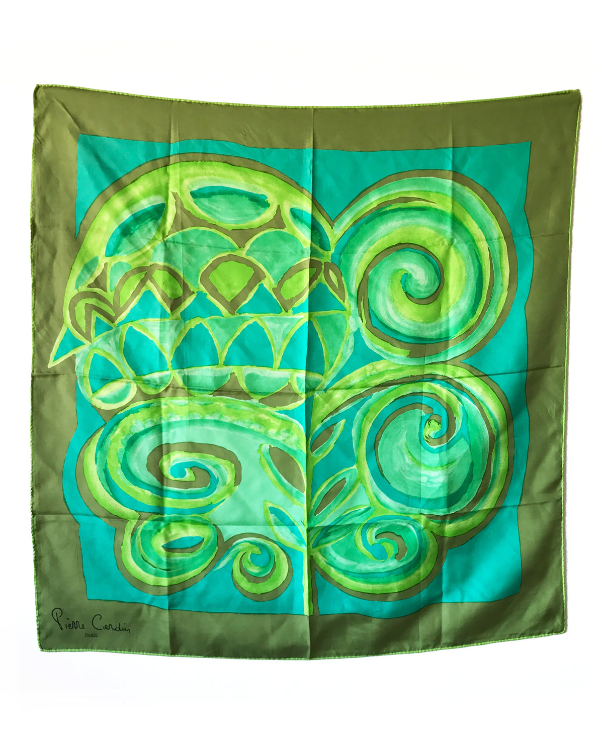 1987 SHOP Vintage Green Pierre Cardin Print Scarf