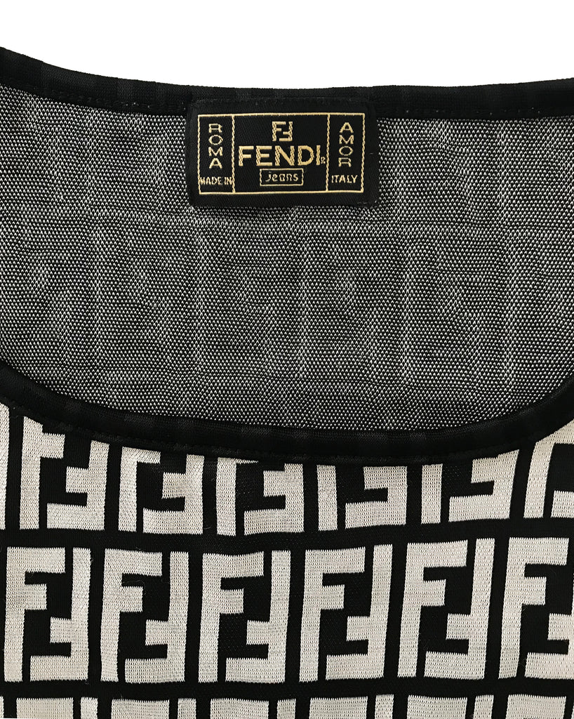 Fruit Vintage Fendi Zucca Monogram Print Black White T-shirt Top Tee