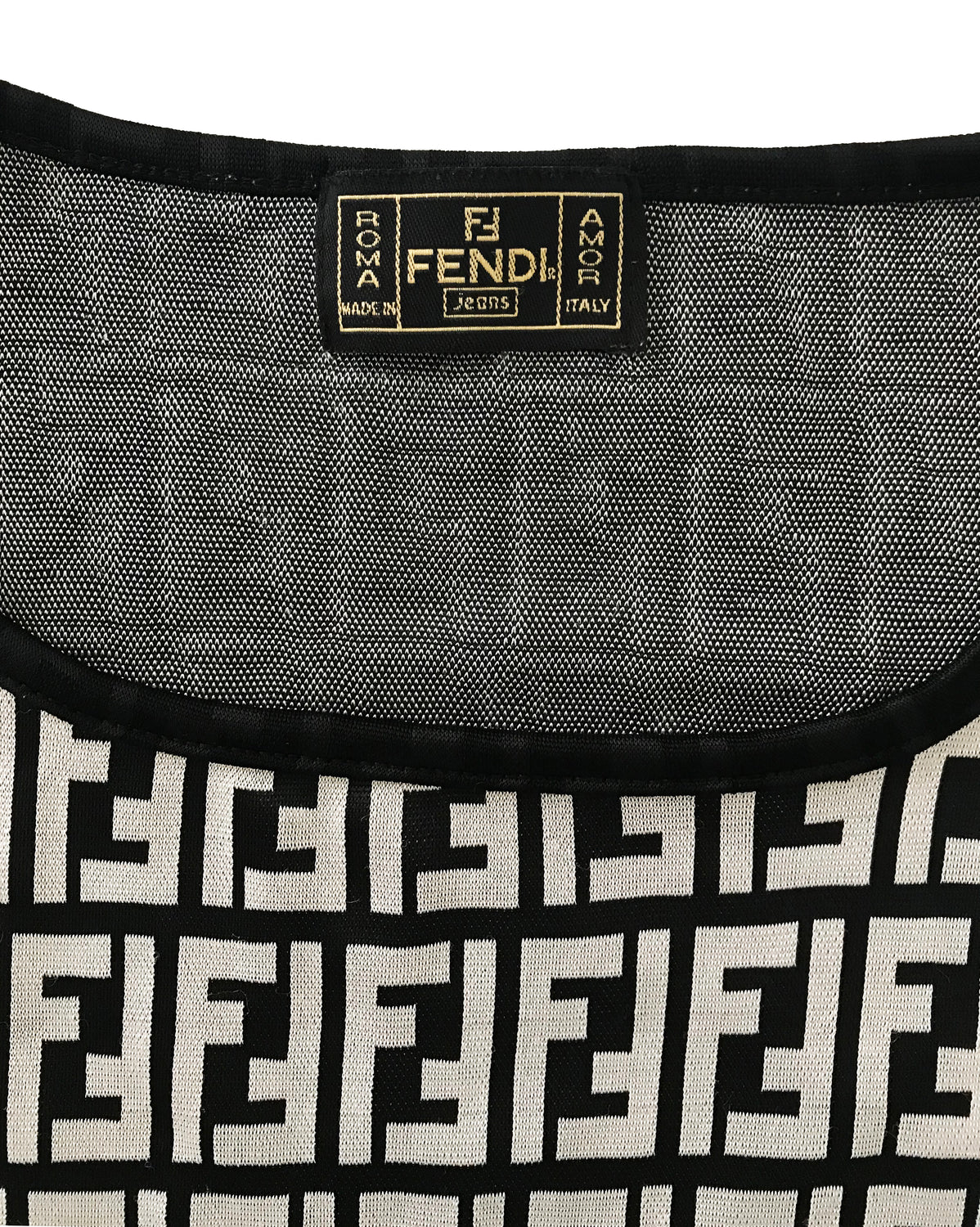 Fruit Vintage Fendi Zucca Monogram Print Black White T-shirt Top Tee