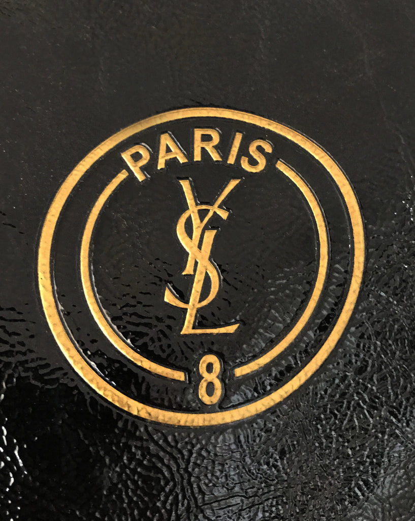 1987 SHOP Vintage Yves Saint Laurent black Patent Leather Y-Mail Tote handbag