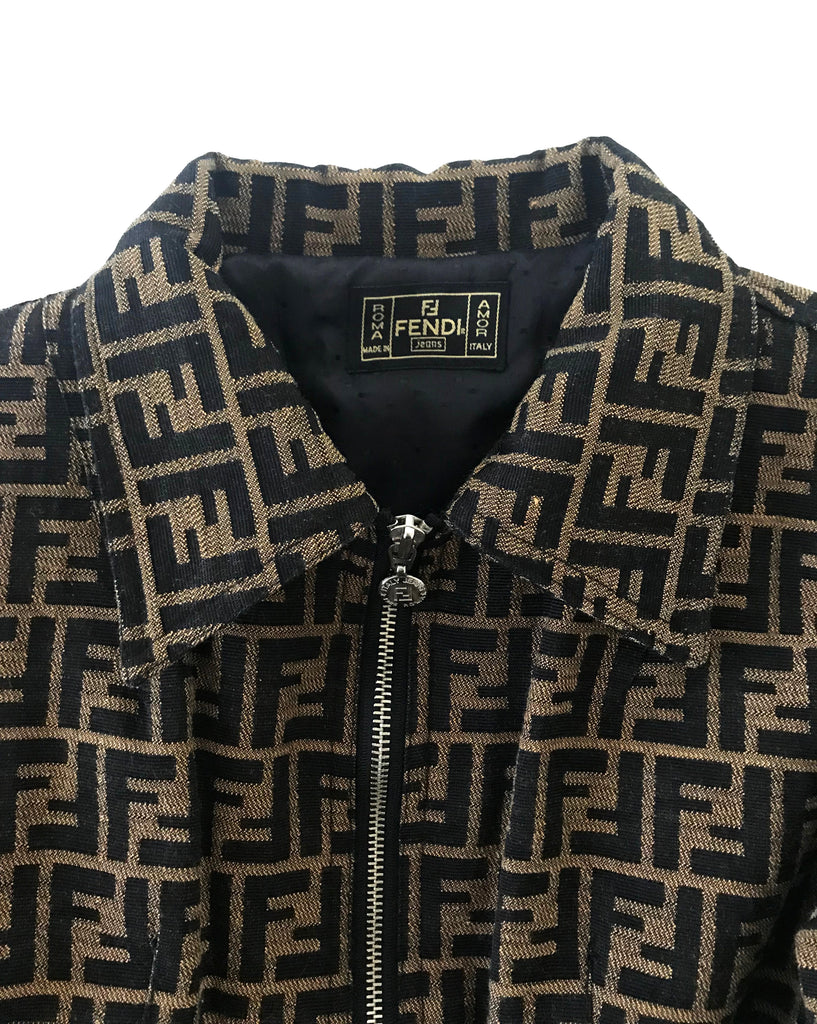 Fruit Vintage Fendi Zucca Monogram Print Jean Jacket