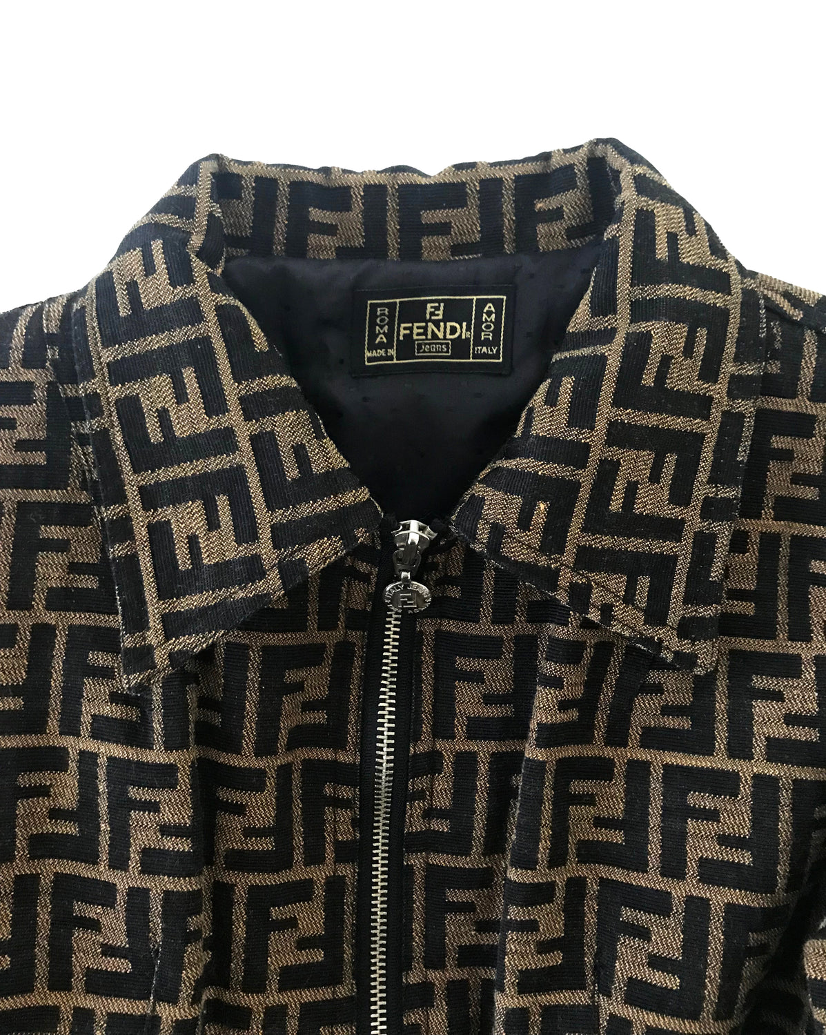 Fruit Vintage Fendi Zucca Monogram Print Jean Jacket