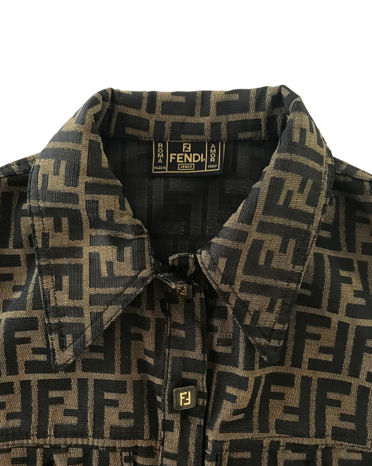Fruit Vintage Fendi Zucca Monogram Print Jean Vest Jacket
