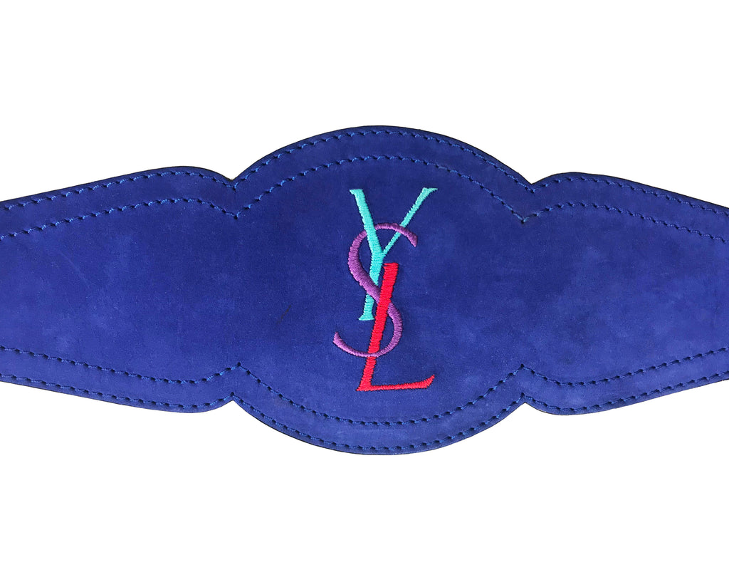 Fruit Vintage Yves Saint Laurent Rare Blue Suede Logo Belt