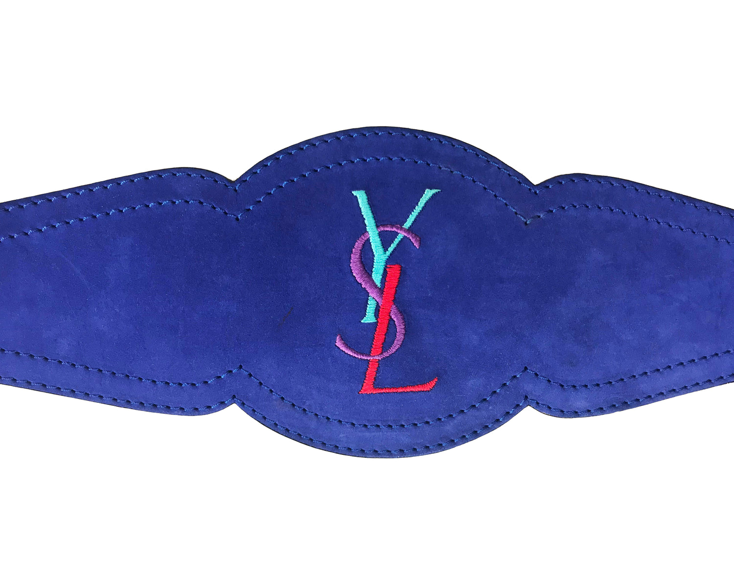 Fruit Vintage Yves Saint Laurent Rare Blue Suede Logo Belt