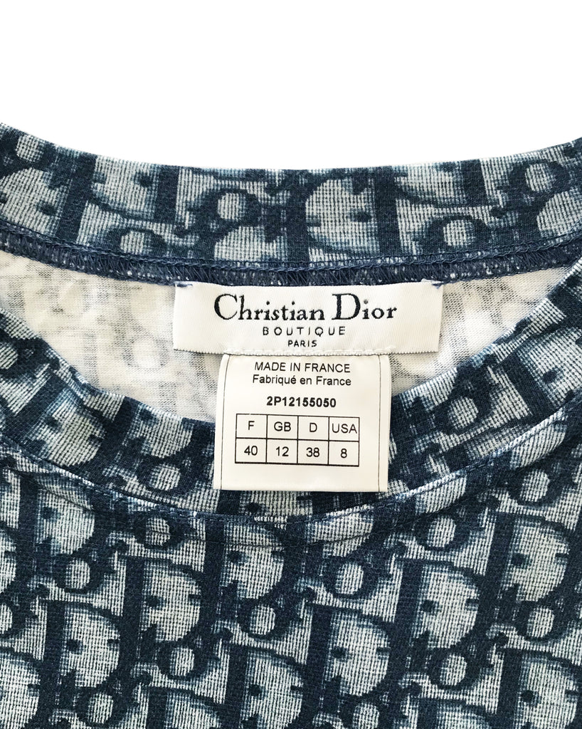 Fruit Vintage Christian Dior Blue Logo Trotter Monogram T-Shirt top by John Galliano