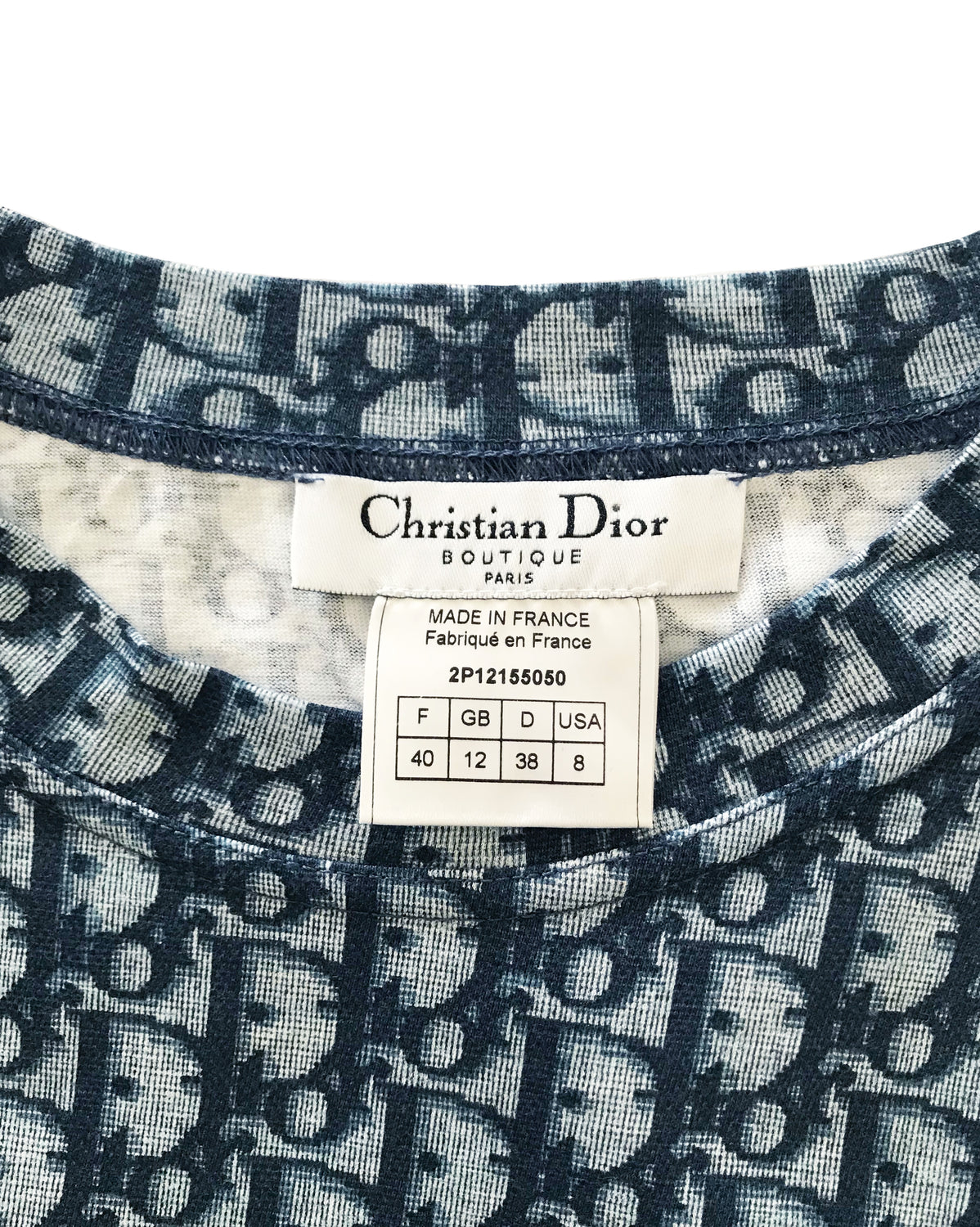 Fruit Vintage Christian Dior Blue Logo Trotter Monogram T-Shirt top by John Galliano