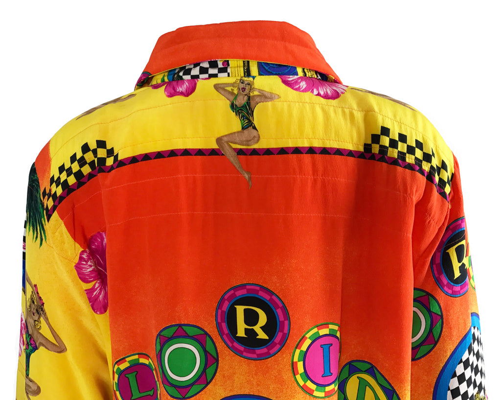FRUIT Vintage Hawaiian Print Silk 1980s Coat graphic retro