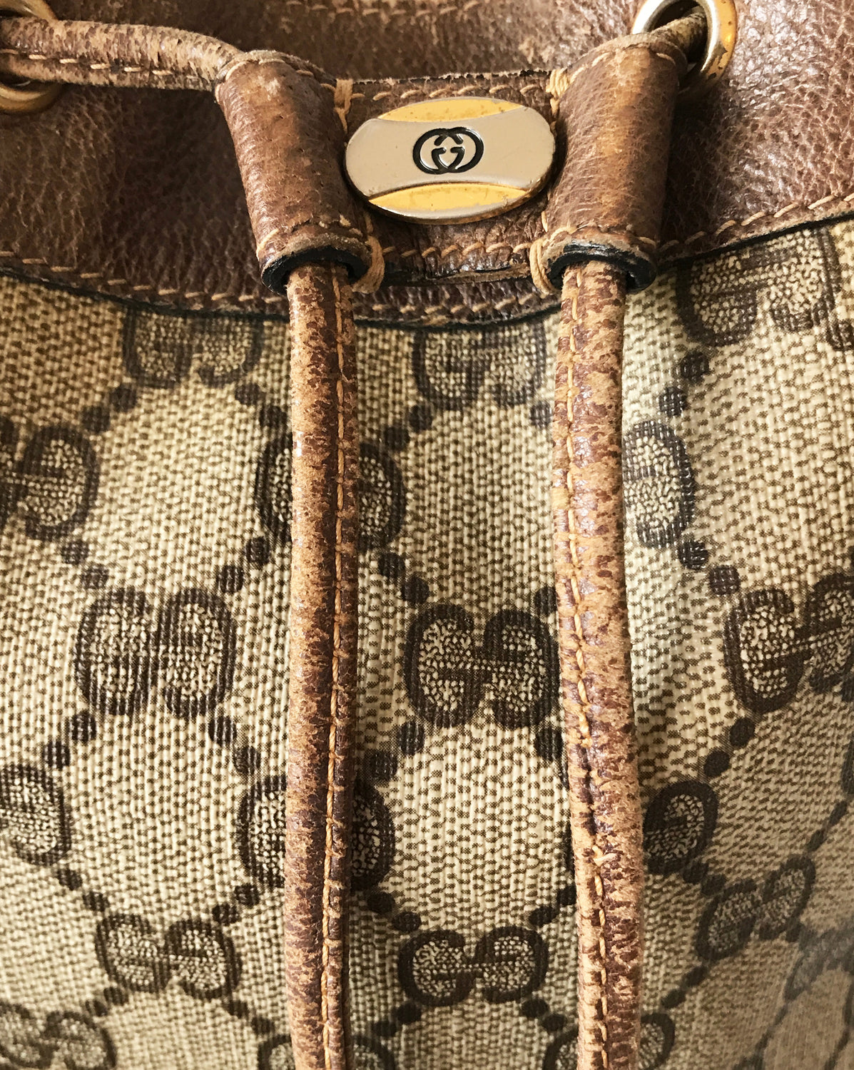 FRUIT Vintage Gucci 1970s Bucket Bag Logo Monogram