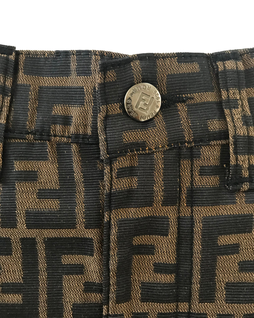 Fruit Vintage Fendi Zucca Monogram Print Logo Jean Skirt