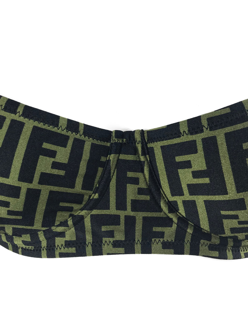 Fruit Vintage Fendi Zucca Logo Monogram Print Bikini Green Two Piece Rare