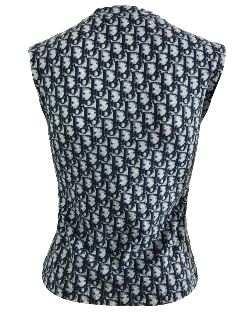 Fruit Vintage Christian Dior Navy Monogram logo trotter/oblique print tank top from the early 2000s designed by John Galliano, a Christian Dior collectors dream