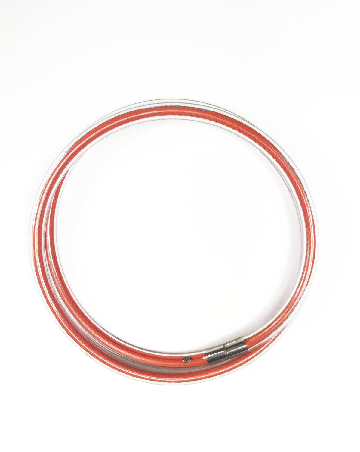 Fruit Vintage Chanel orange wrap around rubber tubing choker with CHANEL text logo all around.