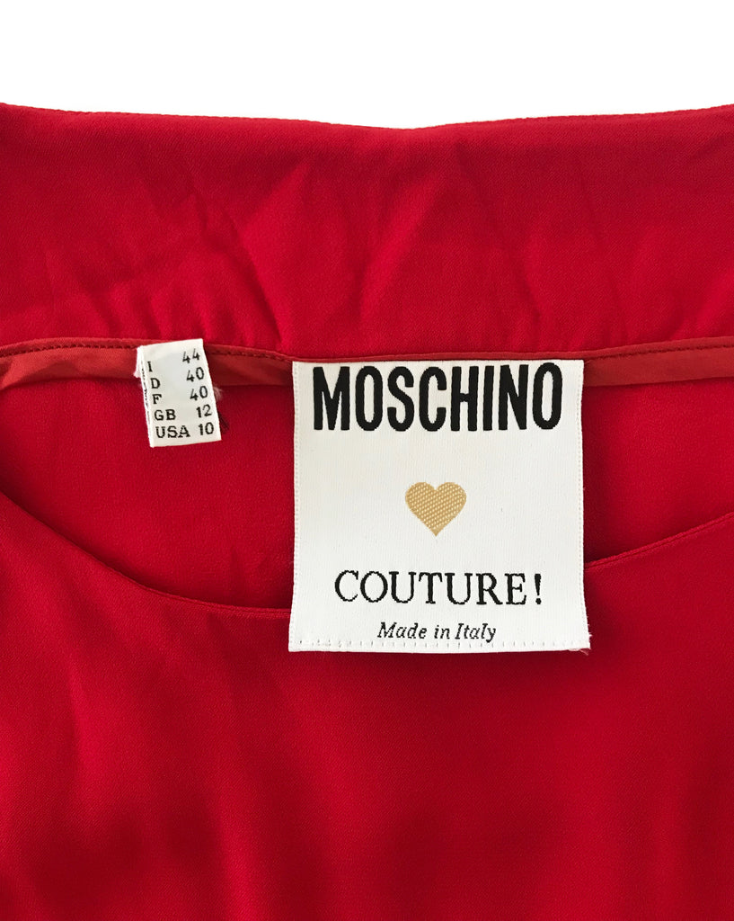 Fruit Vintage Moschino Logo Text Slogan Top Red Gold Embroidery