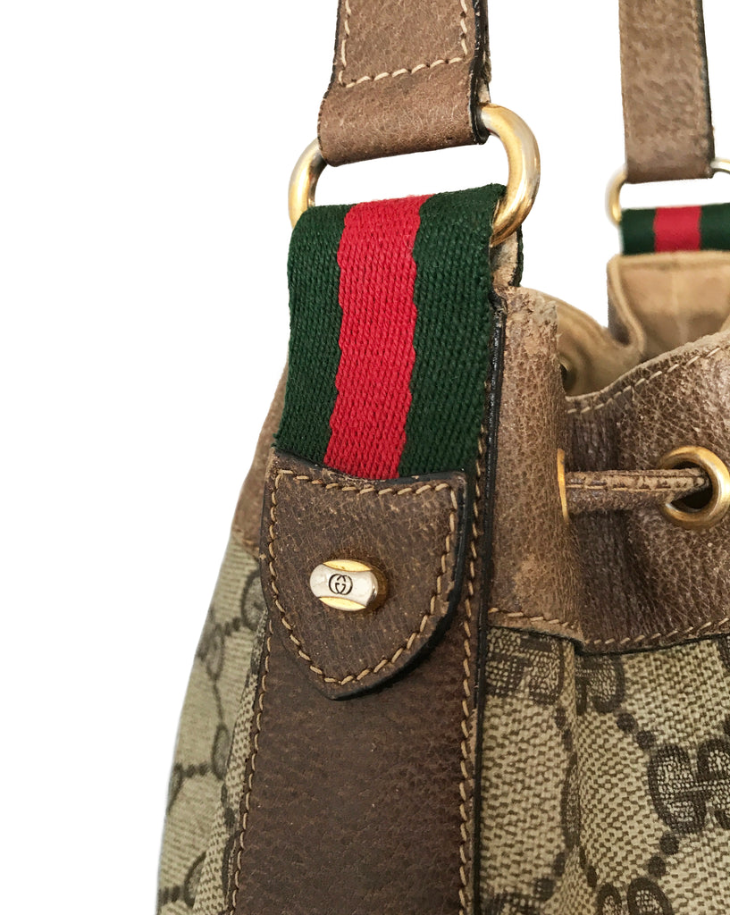 FRUIT Vintage Gucci 1970s Bucket Bag Logo Monogram