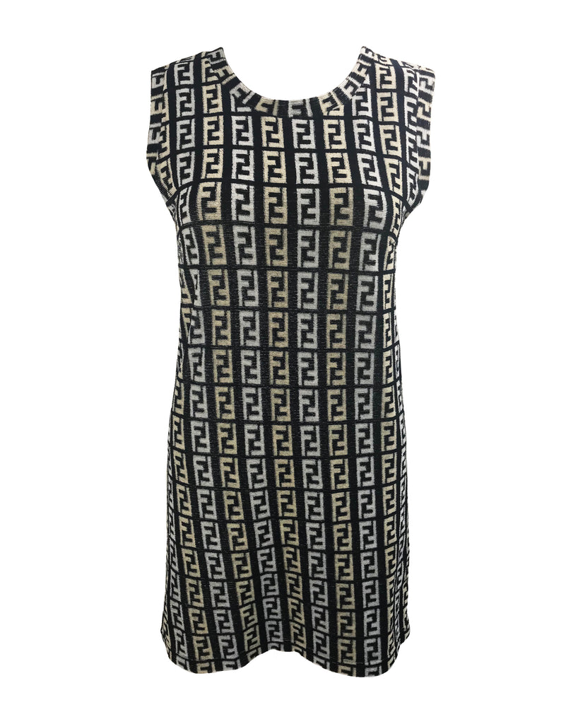 Fruit Vintage Fendi Zucca Monogram Print Logo Velour Dress Kylie Jenner