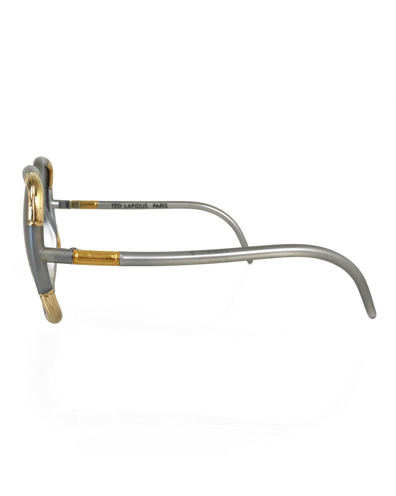 1987 SHOP Vintage Ted Lapidus Silver Square Frame Sunglasses 1970s