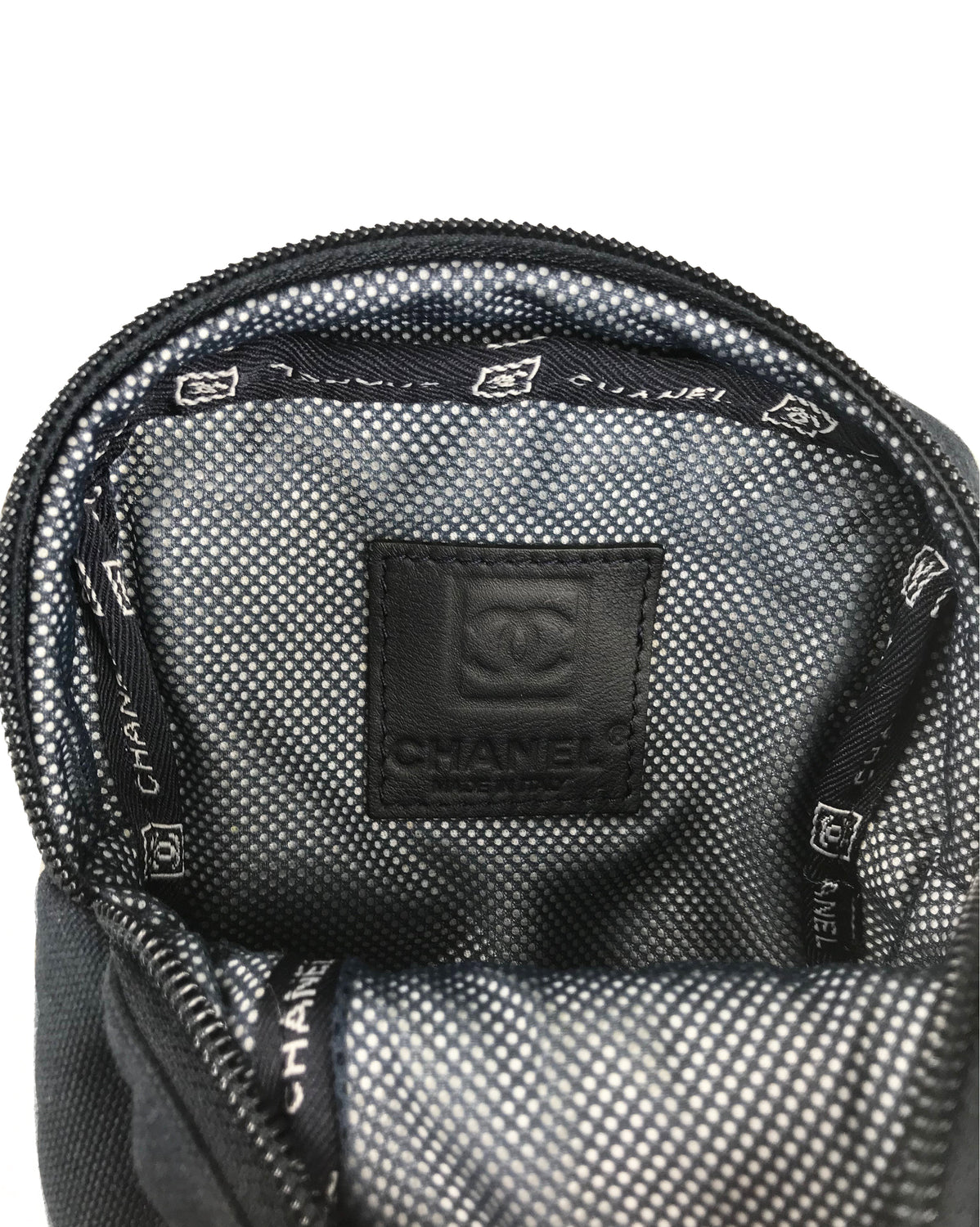 Fruit Vintage Chanel tennis ball set - a rare and important Chanel collectors accessory. It features a 4 Chanel tennis balls (2 pink and 2 blue) in a navy zipper accessory pouch with logo embroidery.