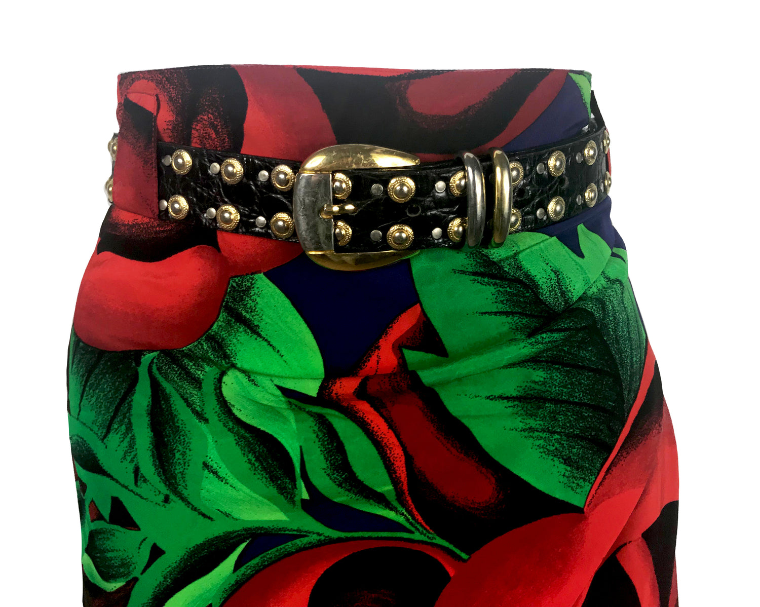 FRUIT Vintage Gianni Versace floral skorts feature a draped skirt front and classic short design at rear.