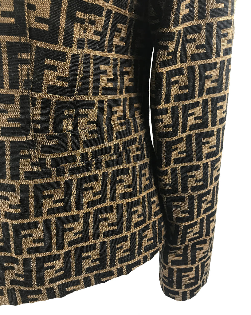 Fruit Vintage Fendi Zucca Monogram Print Jean Jacket