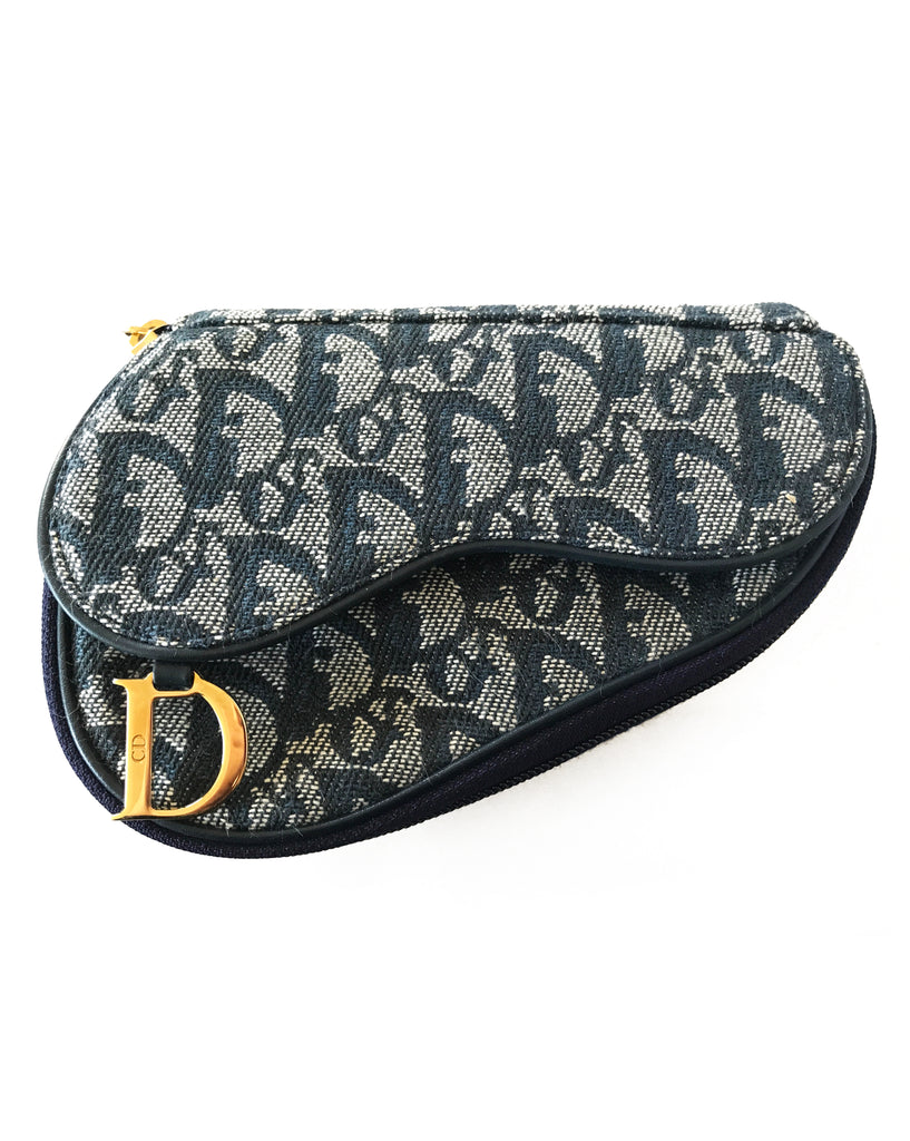 FRUIT Vintage Christian Dior Logo Monogram Denim Saddle Accessory Pouch