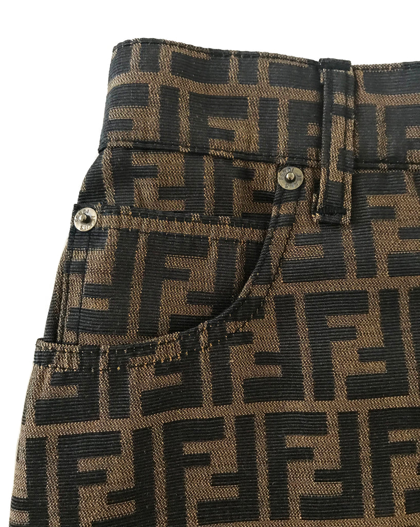 Fruit Vintage Fendi Zucca Monogram Print Logo Jean Skirt