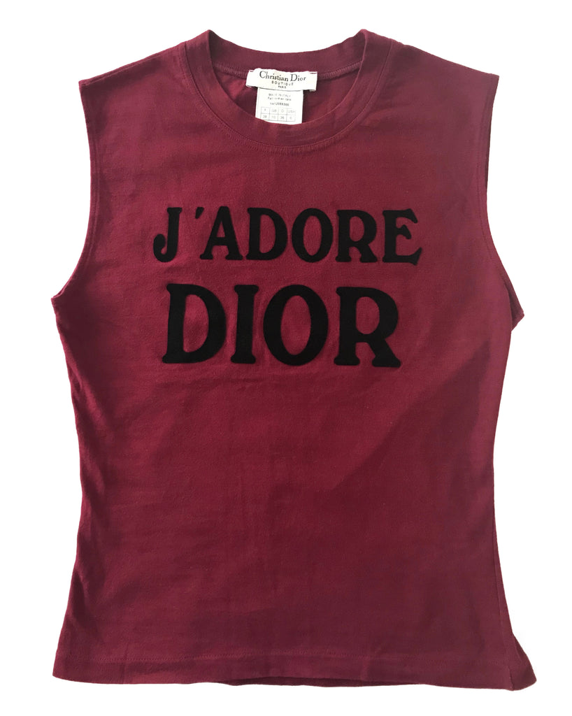Fruit Vintage Christian Dior Red Black J'adore Dior Logo Tank Top by John Galliano