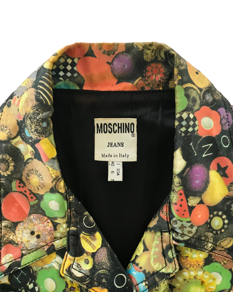 Moschino Rare 'Buttons' Print 1990s Cropped Vest Top