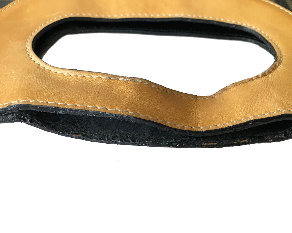 Fruit Vintage Fendi fold over convertible clutch tote bag in the iconic Fendi Zucca monogram canvas with Fendi Logo stamp.