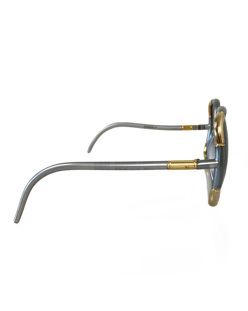 1987 SHOP Vintage Ted Lapidus Silver Square Frame Sunglasses 1970s