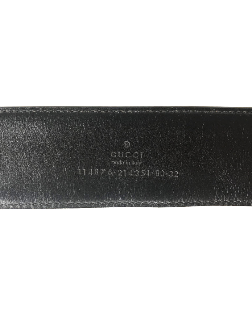 Fruit Vintage Gucci logo belt with gucci monogram canvas inset and brown contrast leather trim and lining and a large Gucci double G buckle at front.