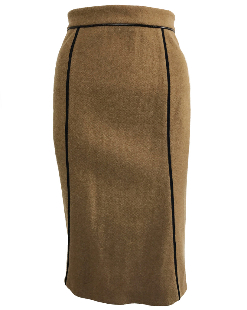 1987 SHOP Vintage Yves Saint Laurent by Tom Ford Brown wool Safari Skirt 2000s