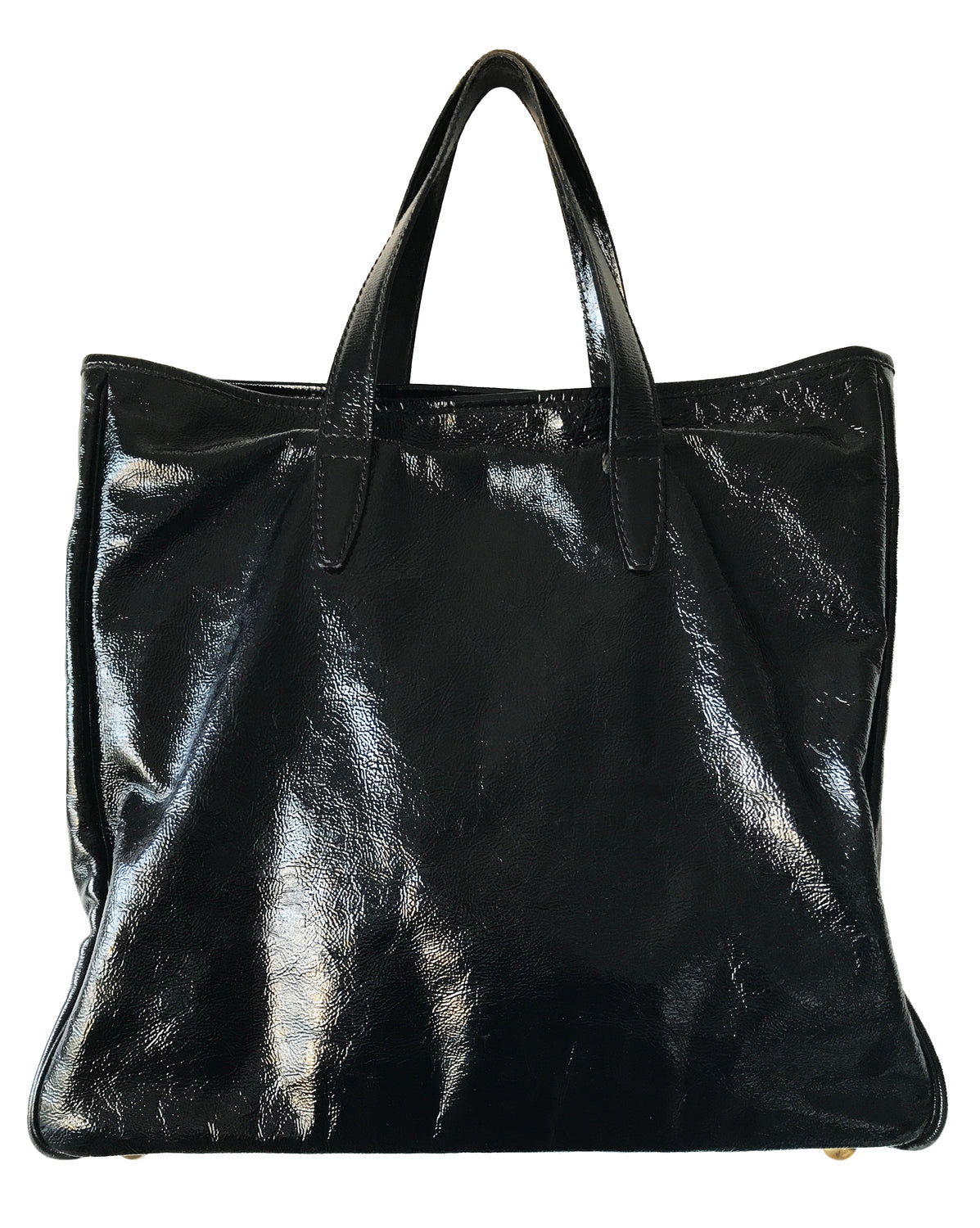 1987 SHOP Vintage Yves Saint Laurent black Patent Leather Y-Mail Tote handbag