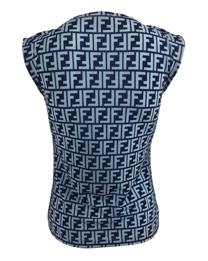 Fruit Vintage Fendi Zucca Logo Monogram Print Blue Tank Top