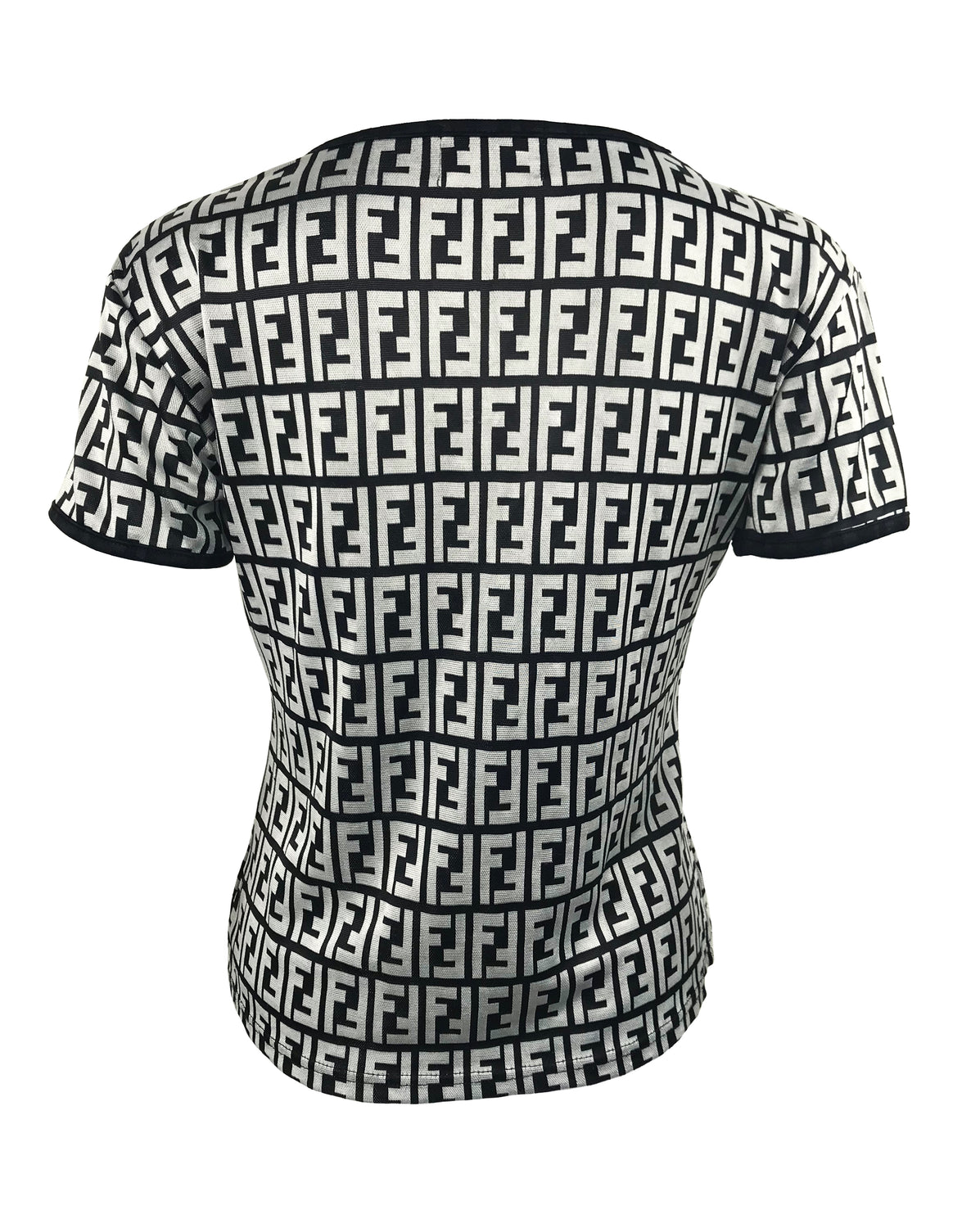 Fruit Vintage Fendi Zucca Monogram Print Black White T-shirt Top Tee
