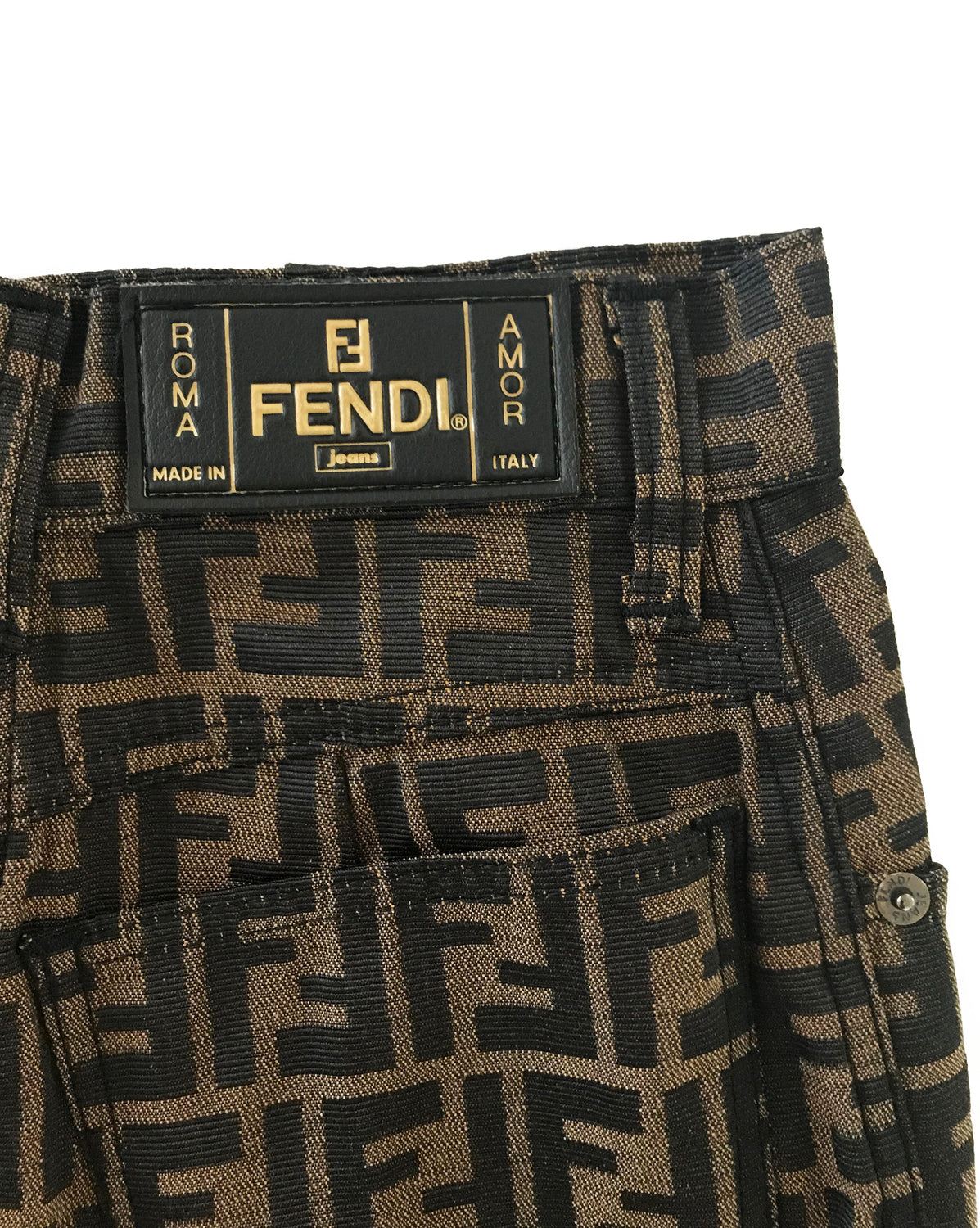 Fruit Vintage Fendi Zucca Monogram Print Logo Jean Skirt